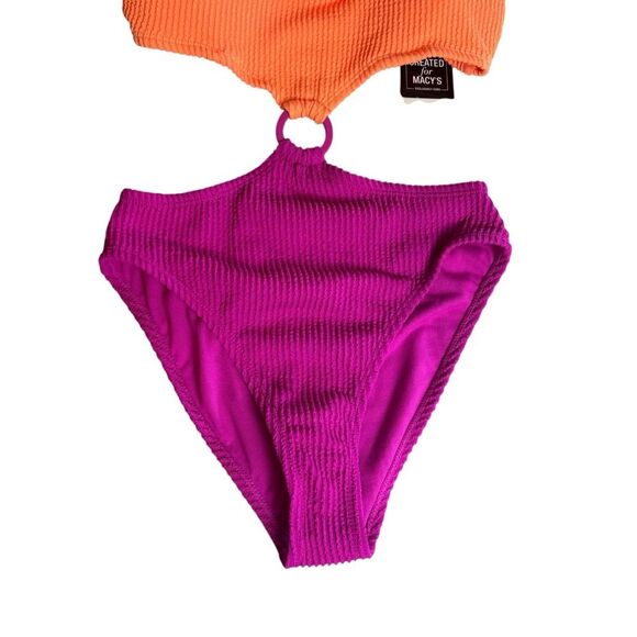 Salt + Cove Juniors' Colorblocked One-Piece Monokini, Peach Fuchsia - Picture 5 of 7